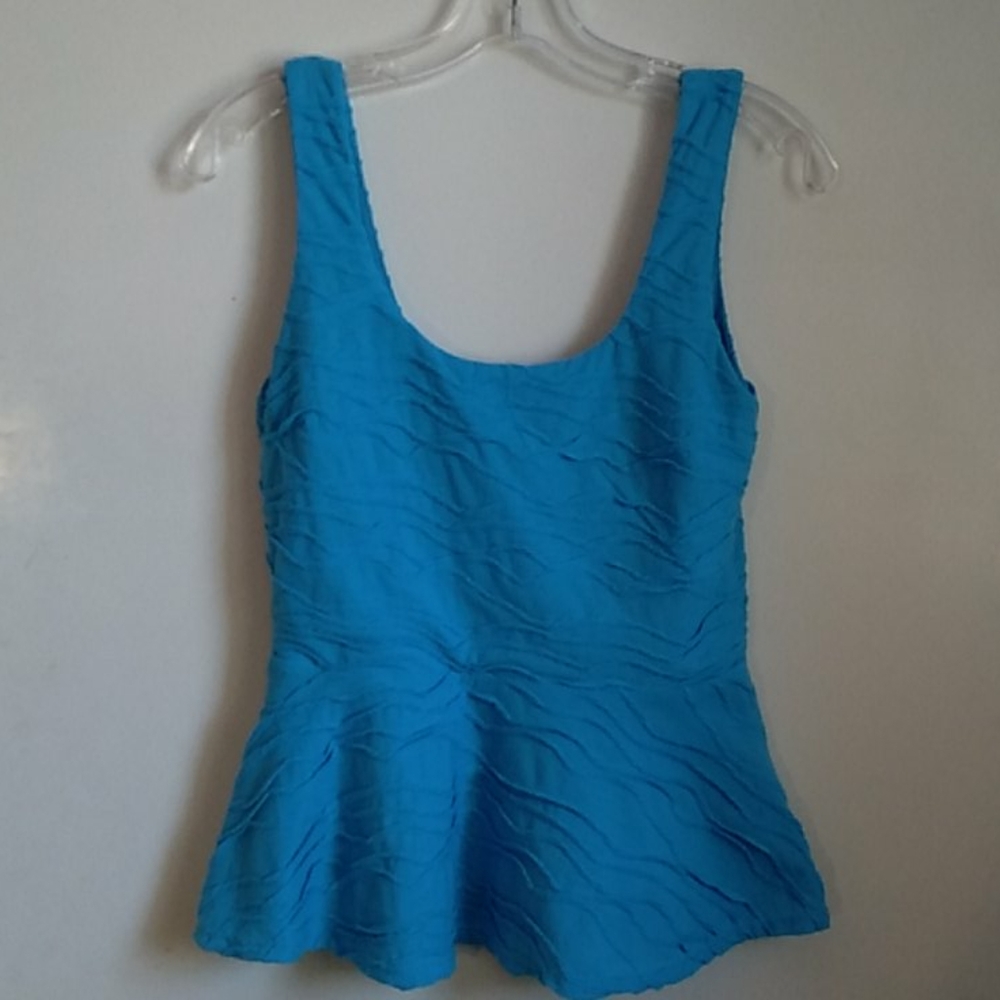 Aqua turquoise flared tank top size M